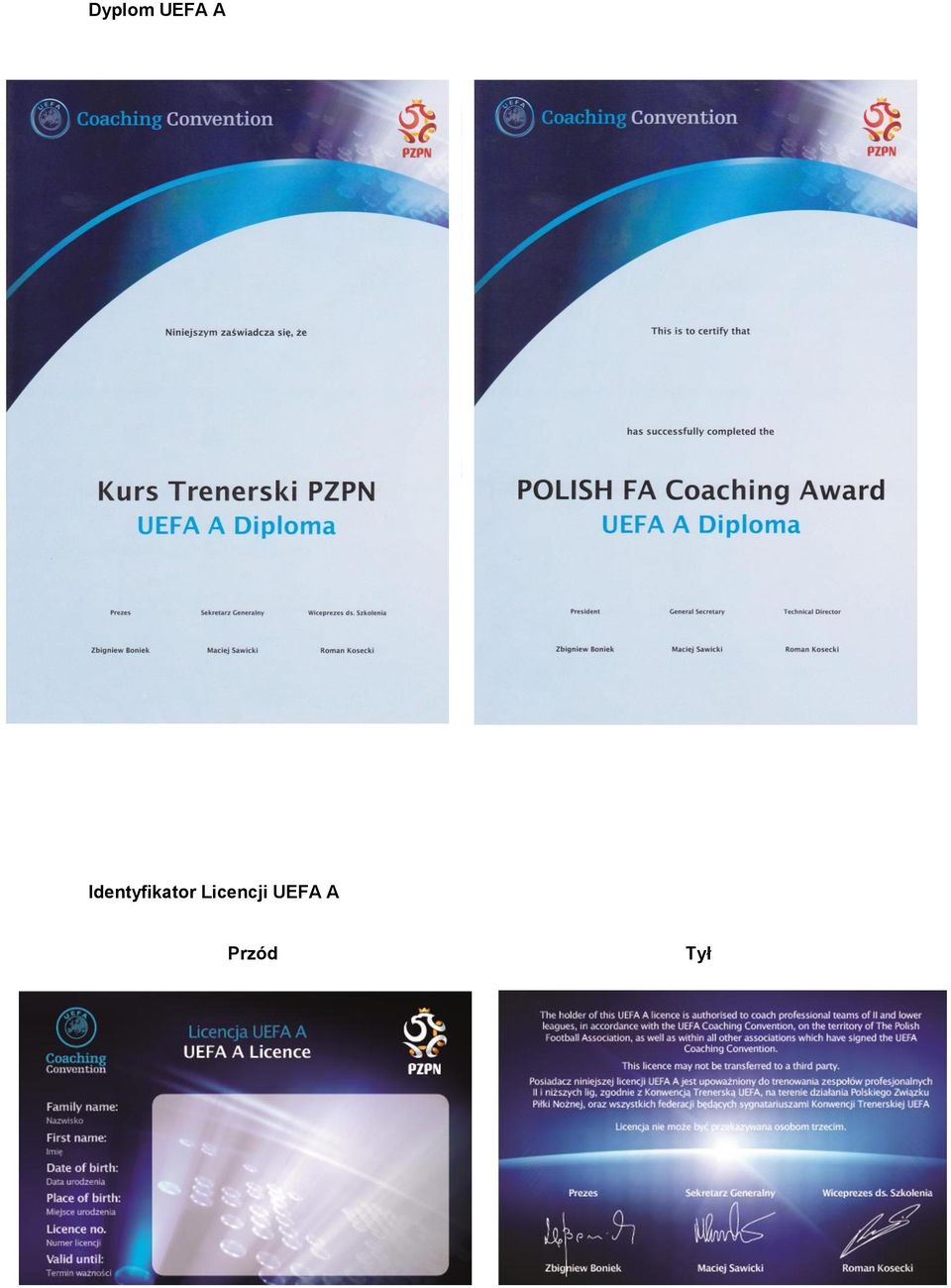 Licencji UEFA A