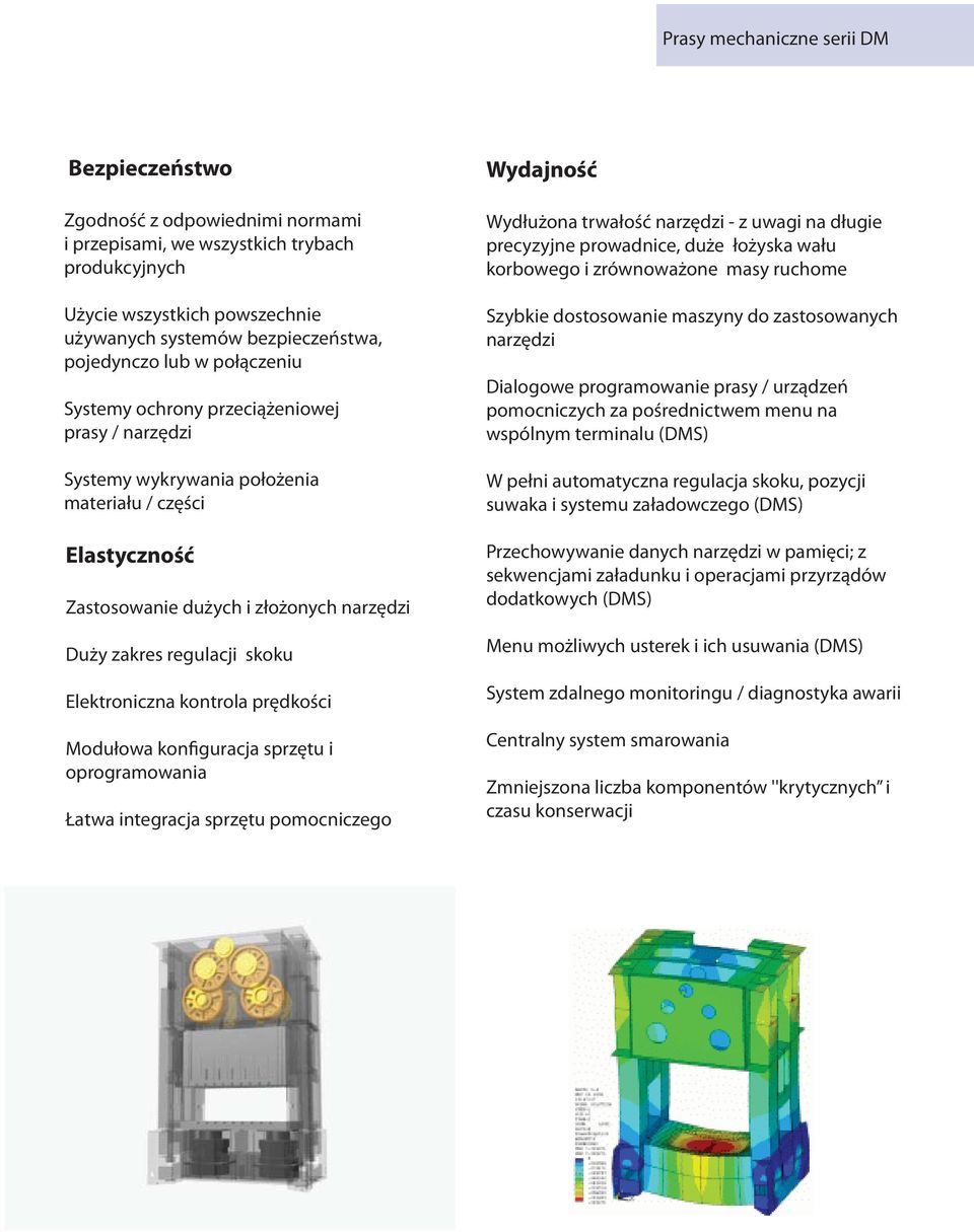 Elektroniczna kontrola prędkości Modułowa konfiguracja sprzętu i oprogramowania Łatwa integracja sprzętu pomocniczego Wydajność Wydłużona trwałość narzędzi - z uwagi na długie precyzyjne prowadnice,