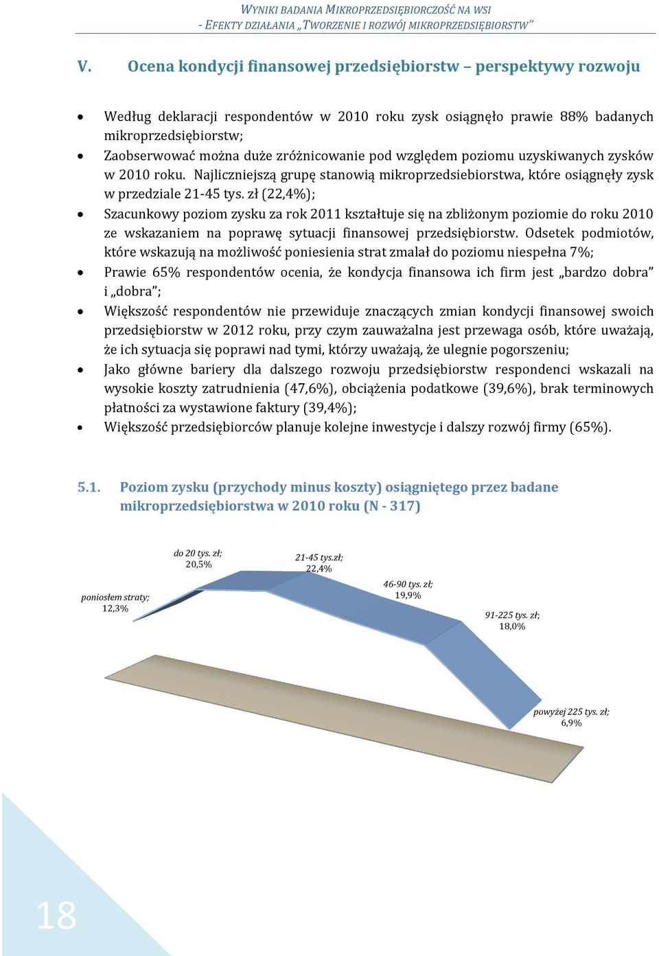 pod względem poziomu uzyskiwanych zysków w 2010 roku. Najliczniejszą grupę stanowią mikroprzedsiebiorstwa, które osiągnęły zysk w przedziale 21-45 tys.