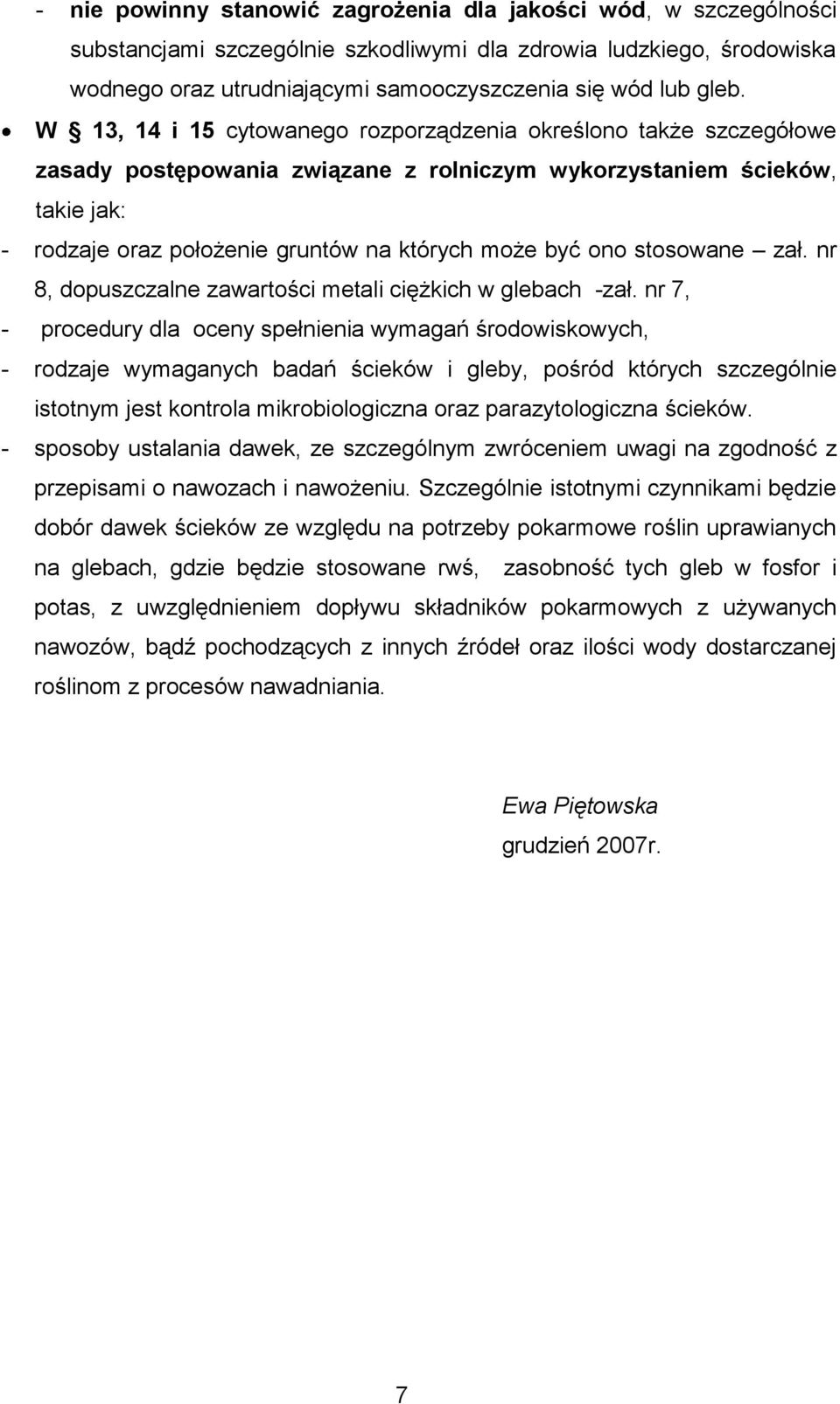 ono stosowane zał. nr 8, dopuszczalne zawartości metali ciężkich w glebach -zał.