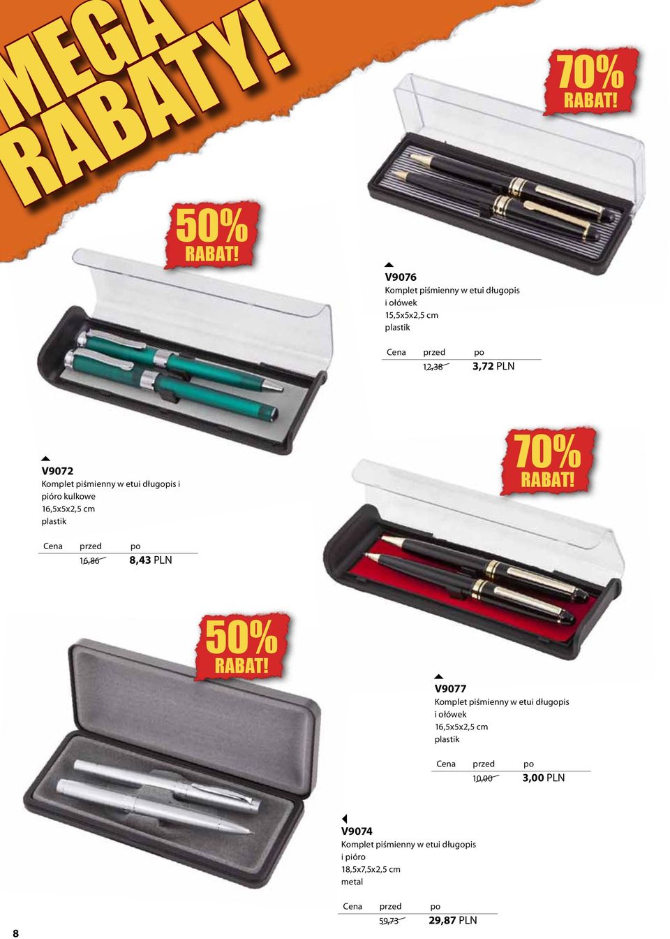 V9072 Komplet piśmienny w etui długopis i pióro kulkowe 16,xx2, cm 70% 16,86 8,
