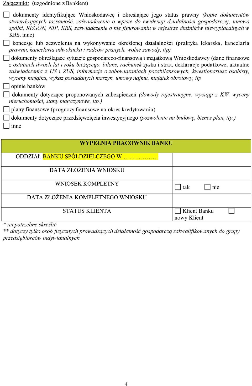 (praktyka lekarska, kancelaria prawna, kancelaria adwokacka i radców pranych, wolne zawody, itp) dokumenty określające sytuacje gospodarczo-finansową i majątkową Wnioskodawcy (dane finansowe z