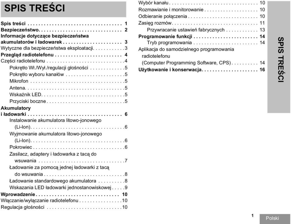 /regulacji g o no ci.............5 Pokr t o wyboru kana ów......................5 Mikrofon...................................5 Antena.....................................5 Wska nik LED.