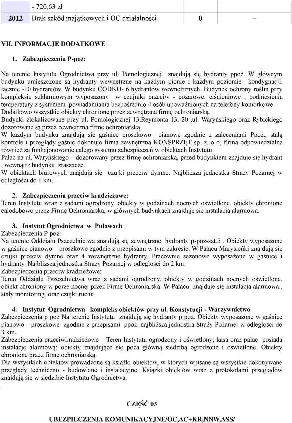 Budynek ochrony roślin przy kompleksie szklarniowym wyposażony w czujniki przeciw - pożarowe, ciśnieniowe, podniesienia temperatury z systemem powiadamiania bezpośrednio 4 osób upoważnionych na