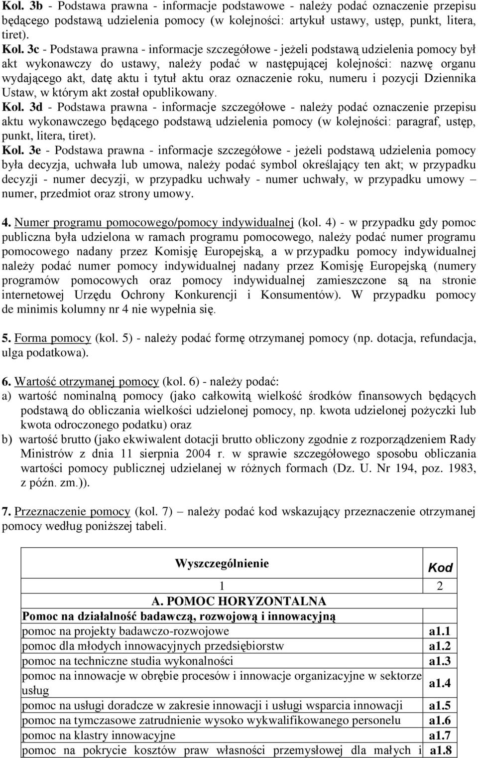 aktu oraz oznaczenie roku, numeru i pozycji Dziennika Ustaw, w którym akt został opublikowany. Kol.