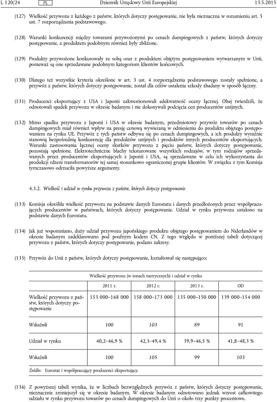 (129) Produkty przywożone konkurowały ze sobą oraz z produktem objętym postępowaniem wytwarzanym w Unii, ponieważ są one sprzedawane podobnym kategoriom klientów końcowych.