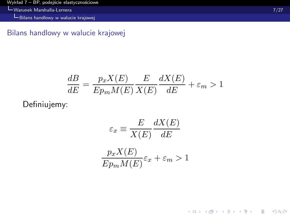 de = Definiujemy: p xx(e) E Ep m M(E) X(E) ε x E dx(e)