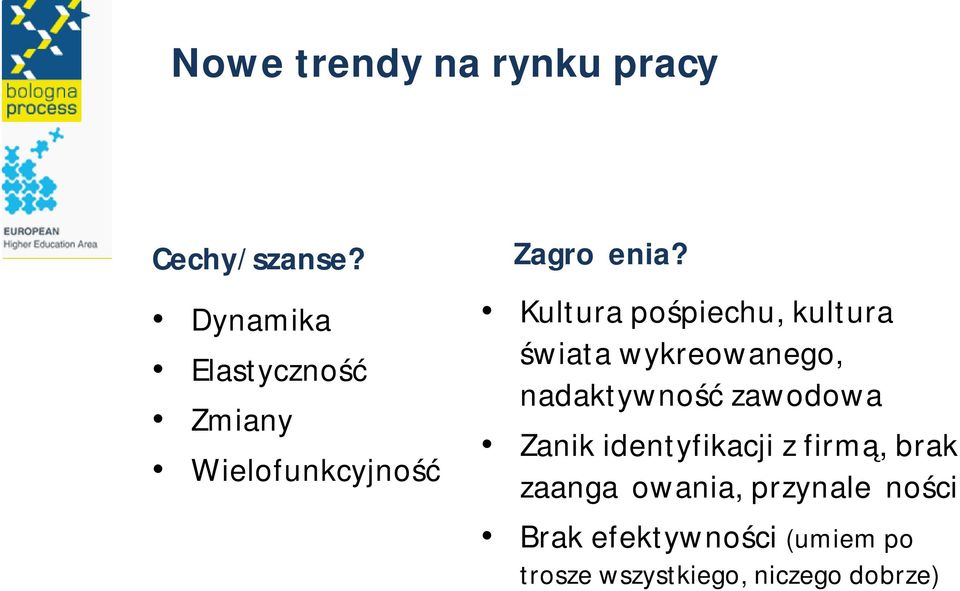 Kultura pośpiechu, kultura świata wykreowanego, nadaktywność zawodowa