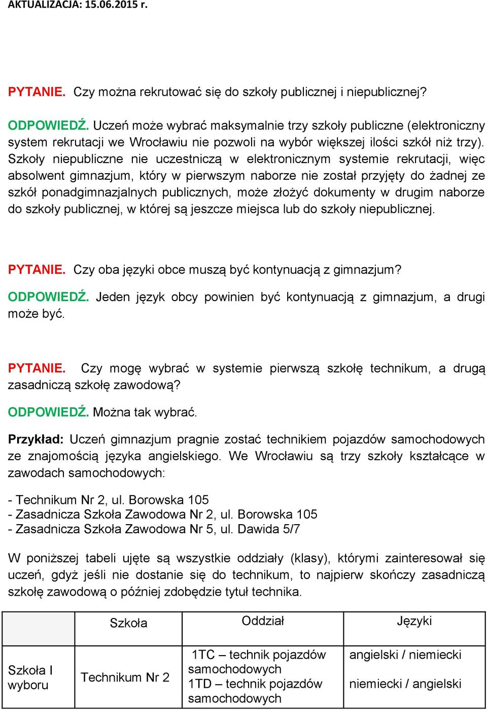 Szkoły niepubliczne nie uczestniczą w elektronicznym systemie rekrutacji, więc absolwent gimnazjum, który w pierwszym naborze nie został przyjęty do żadnej ze szkół ponadgimnazjalnych publicznych,