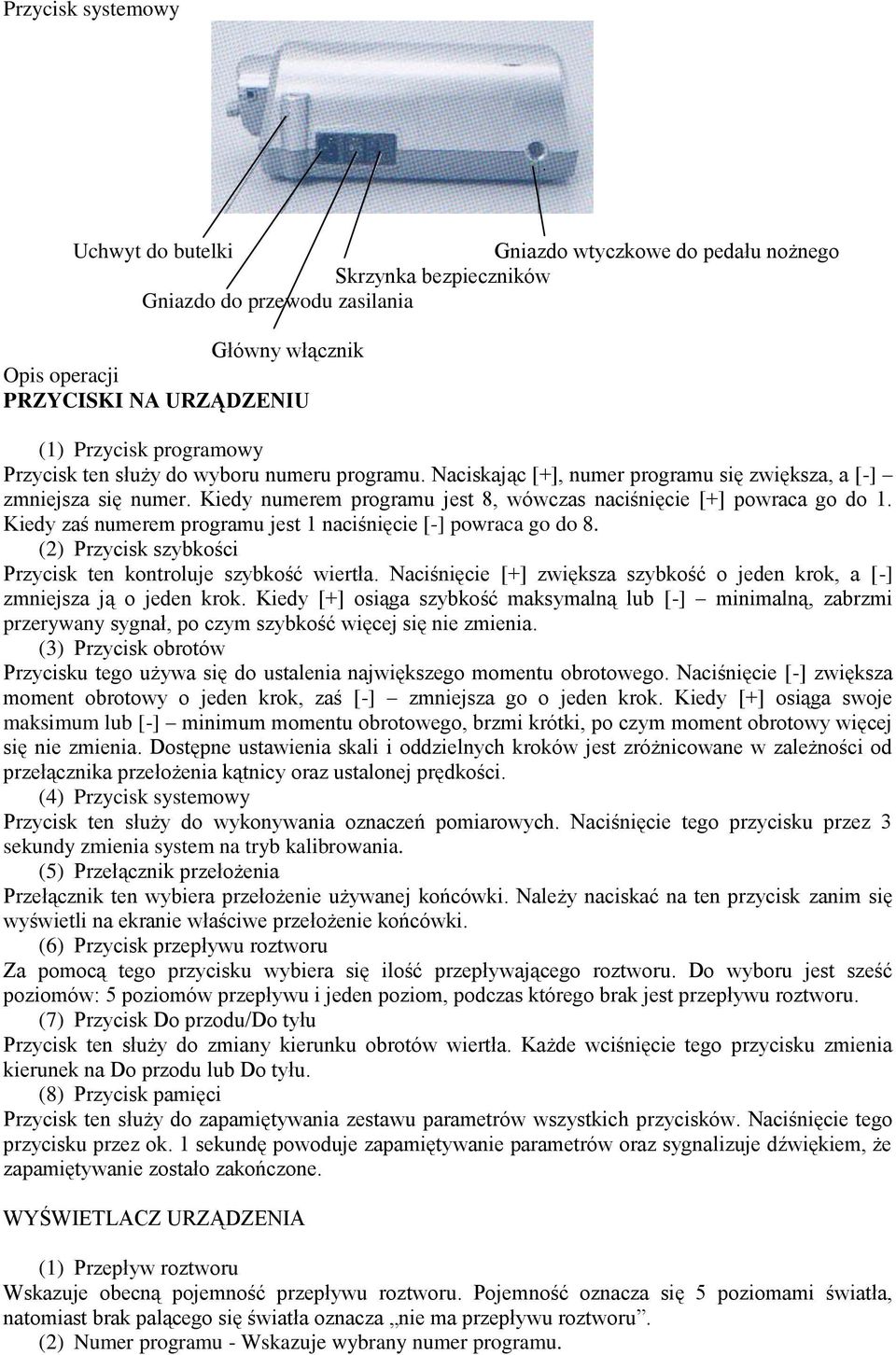Kiedy zaś numerem programu jest 1 naciśnięcie [-] powraca go do 8. (2) Przycisk szybkości Przycisk ten kontroluje szybkość wiertła.