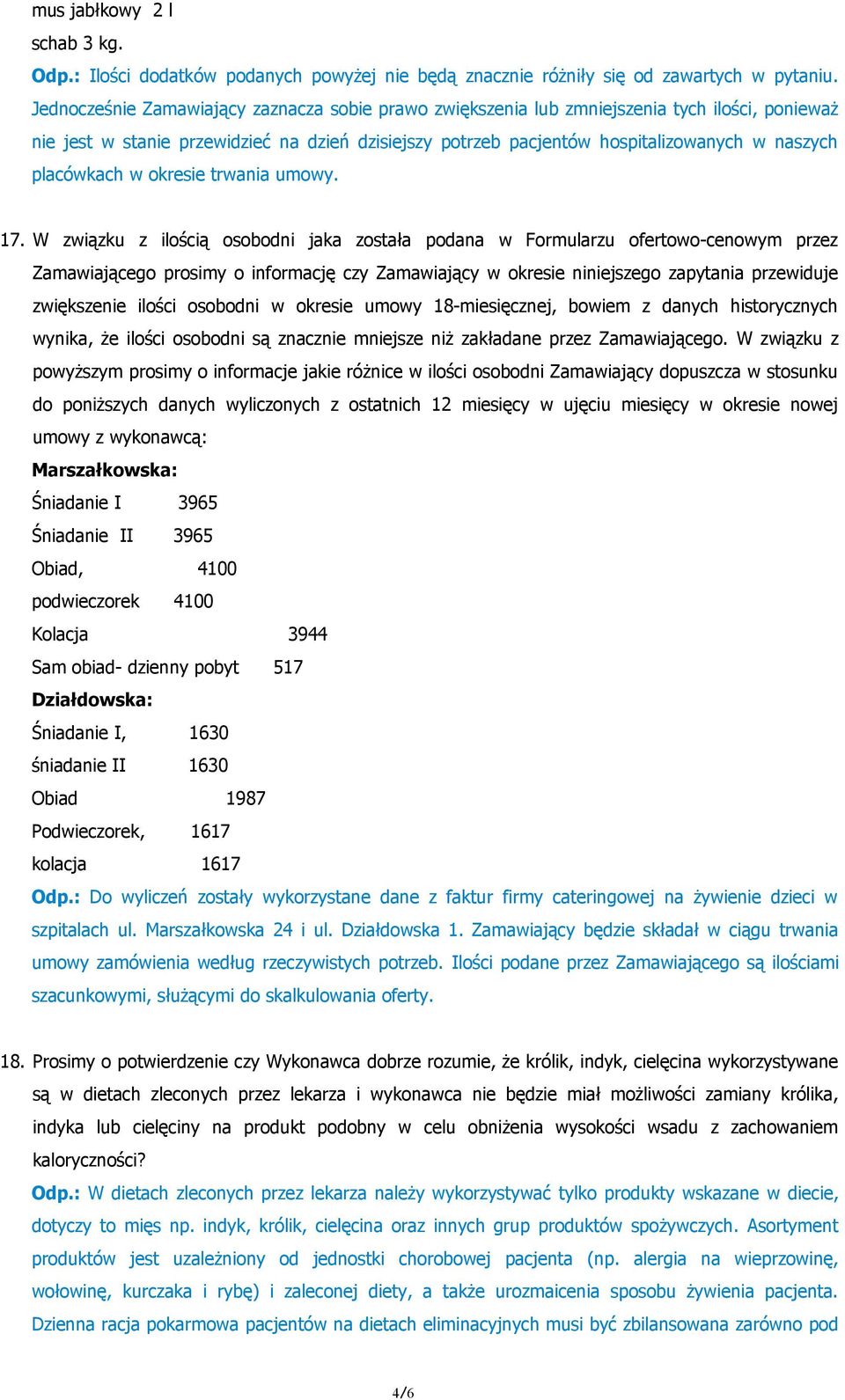 placówkach w okresie trwania umowy. 17.