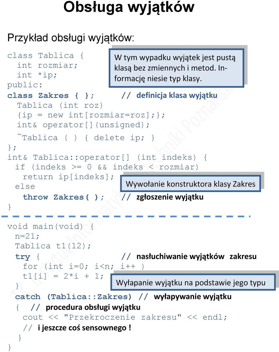 pustą klasą bez zmiennych i metod. Informację niesie typ klasy.