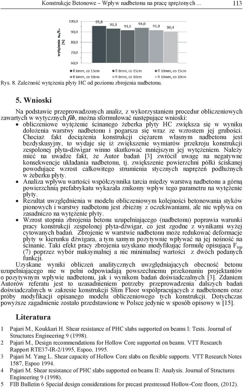 płyty HC zwiększa się w wyniku dołożenia warstwy nadbetonu i pogarsza się wraz ze wzrostem jej grubości.