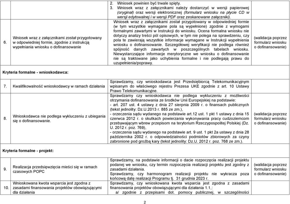 Wniosek wraz z załącznikami został przygotowany w odpowiedniej formie (w tym wszystkie wymagane pola są wypełnione) zgodnie z wymogami formalnymi zawartymi w Instrukcji do wniosku.