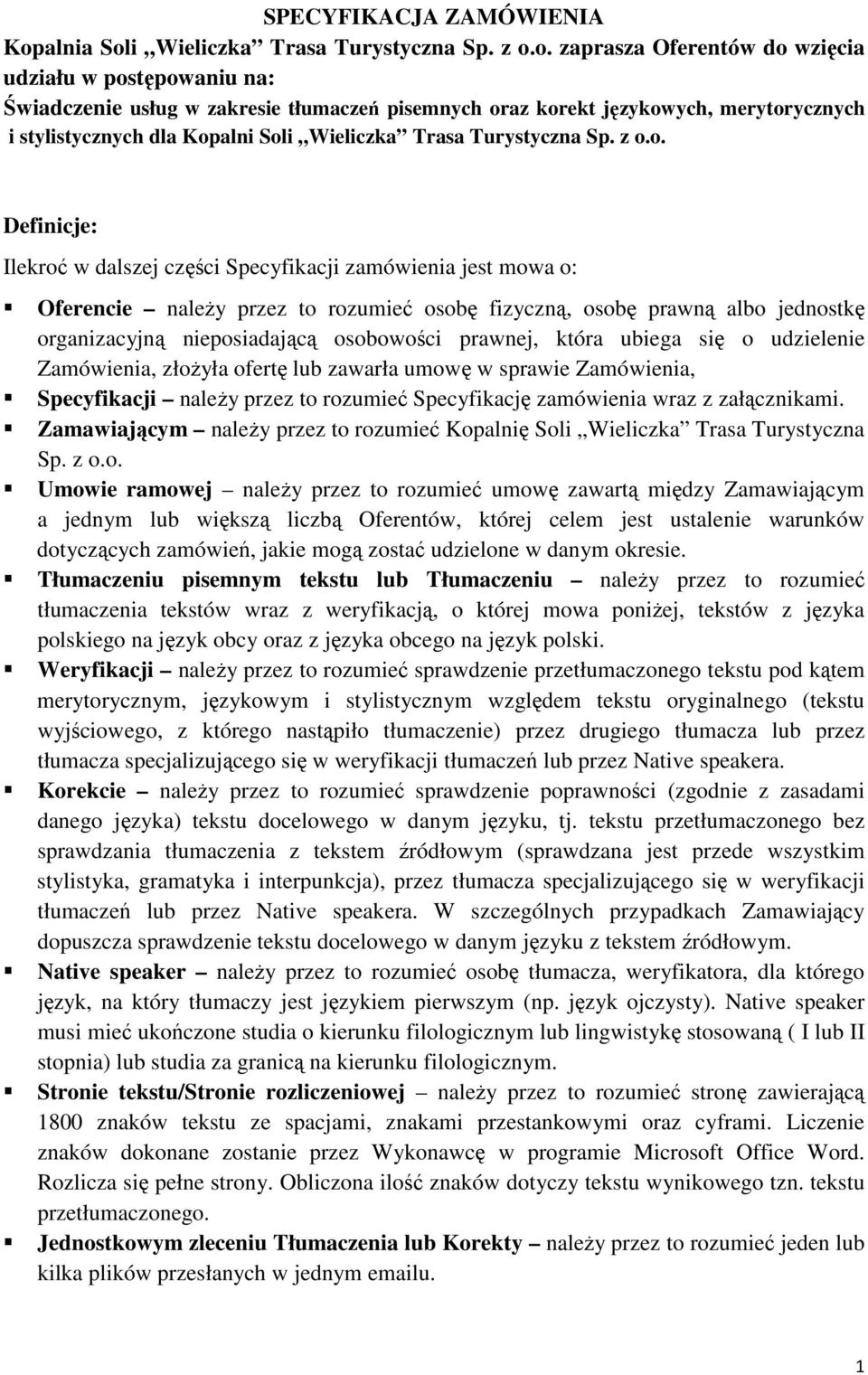 i Wieliczka Trasa Turystyczna Sp. z o.