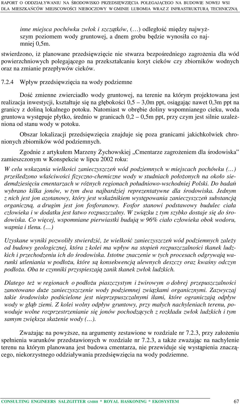 cieków. 7.2.