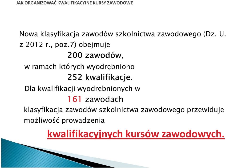 Dla kwalifikacji wyodrębnionych w 161 zawodach klasyfikacja zawodów