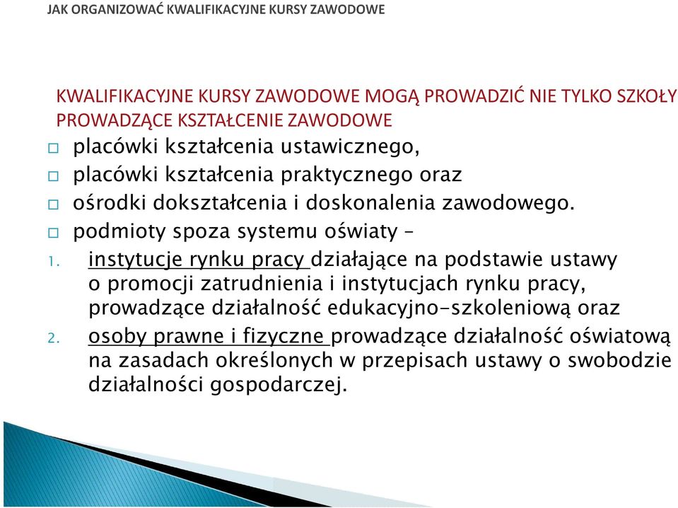 instytucje rynku pracy działające na podstawie ustawy o promocji zatrudnienia i instytucjach rynku pracy, prowadzące działalność