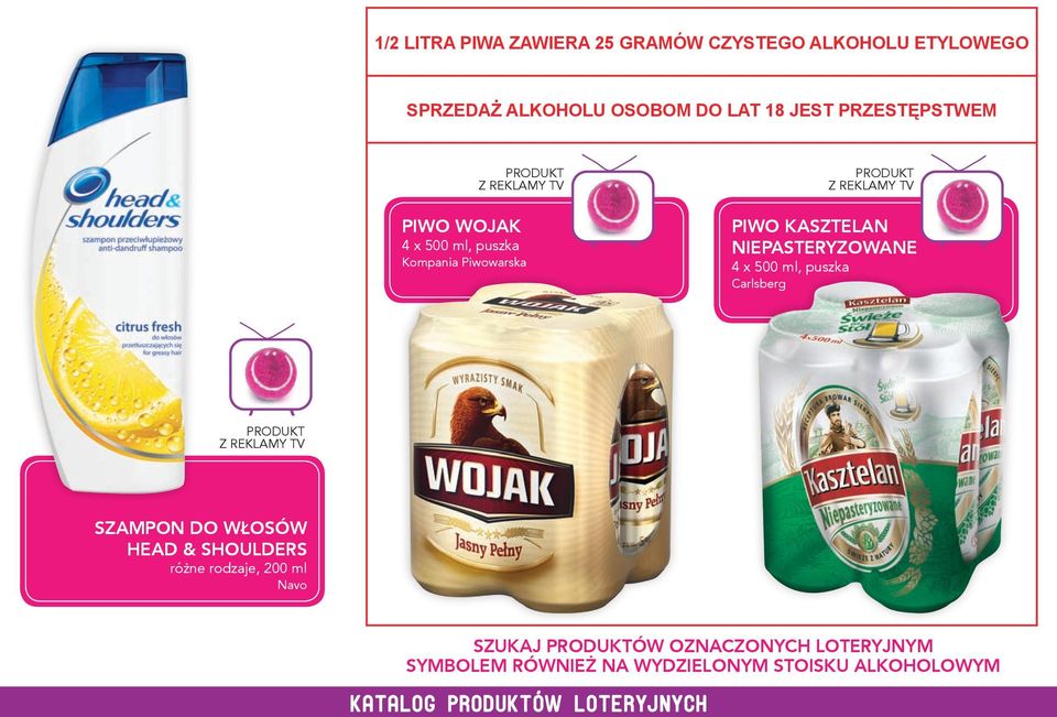 niepasteryzowane 4 x 500 ml, puszka Carlsberg Z REKLAMY TV Szampon do włosów Head & Shoulders różne rodzaje,