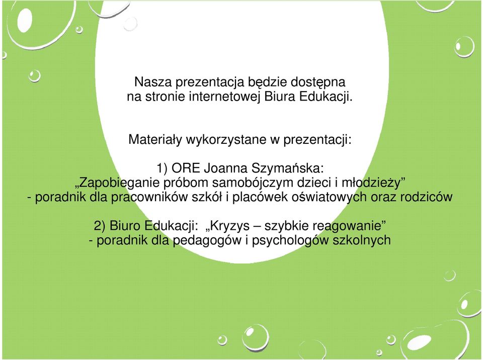 samobójczym dzieci i młodzieży - poradnik dla pracowników szkół i placówek oświatowych