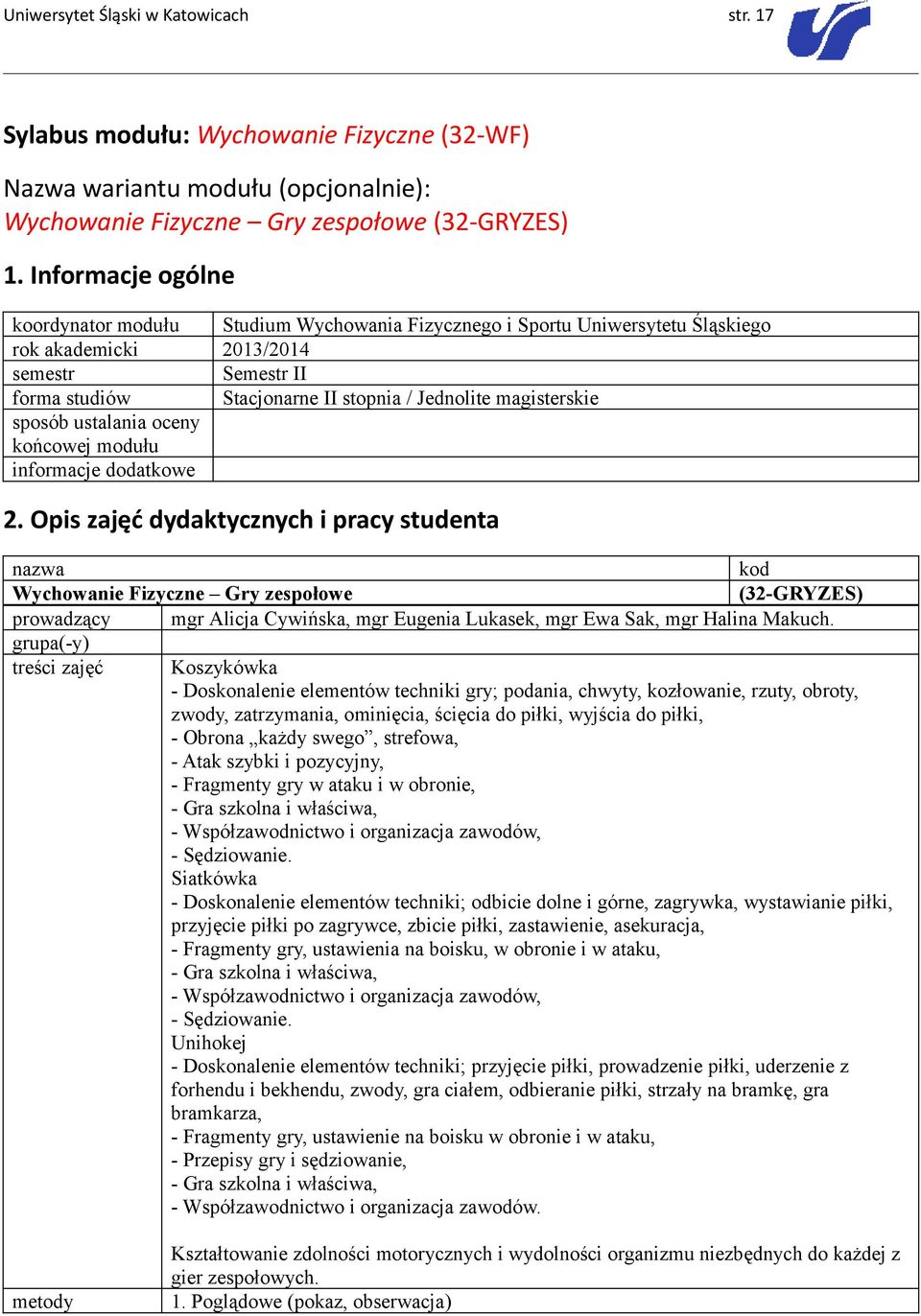 magisterskie sposób ustalania oceny końcowej modułu 2.