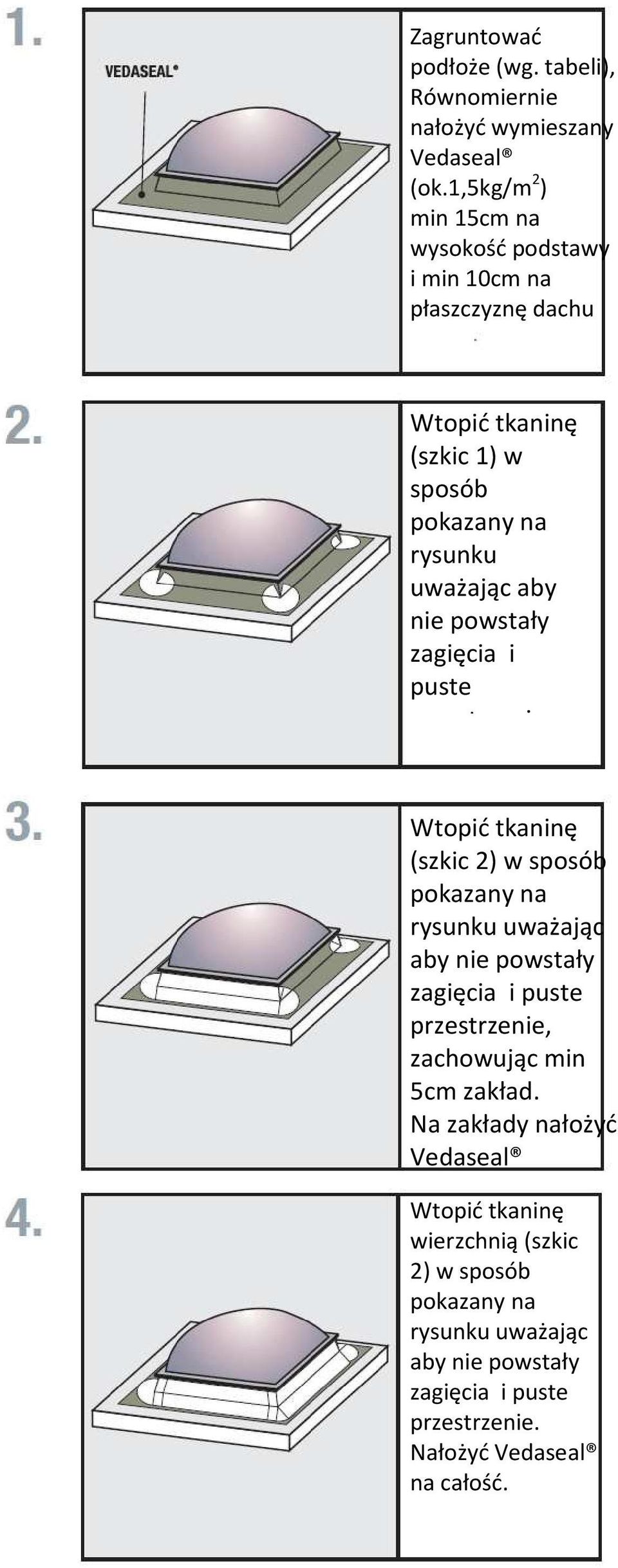 uważając aby nie powstały zagięcia i puste przestrzenie (szkic 2) w sposób pokazany na rysunku uważając aby nie