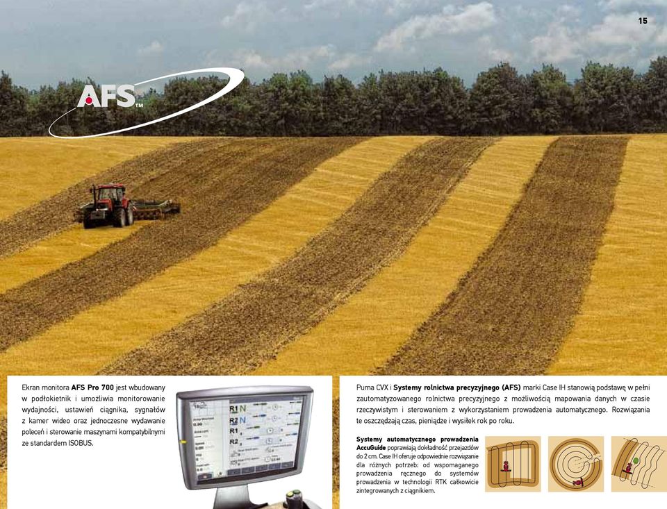 Puma CVX i Systemy rolnictwa precyzyjnego (AFS) marki Case IH stanowią podstawę w pełni zautomatyzowanego rolnictwa precyzyjnego z możliwością mapowania danych w czasie rzeczywistym i sterowaniem z