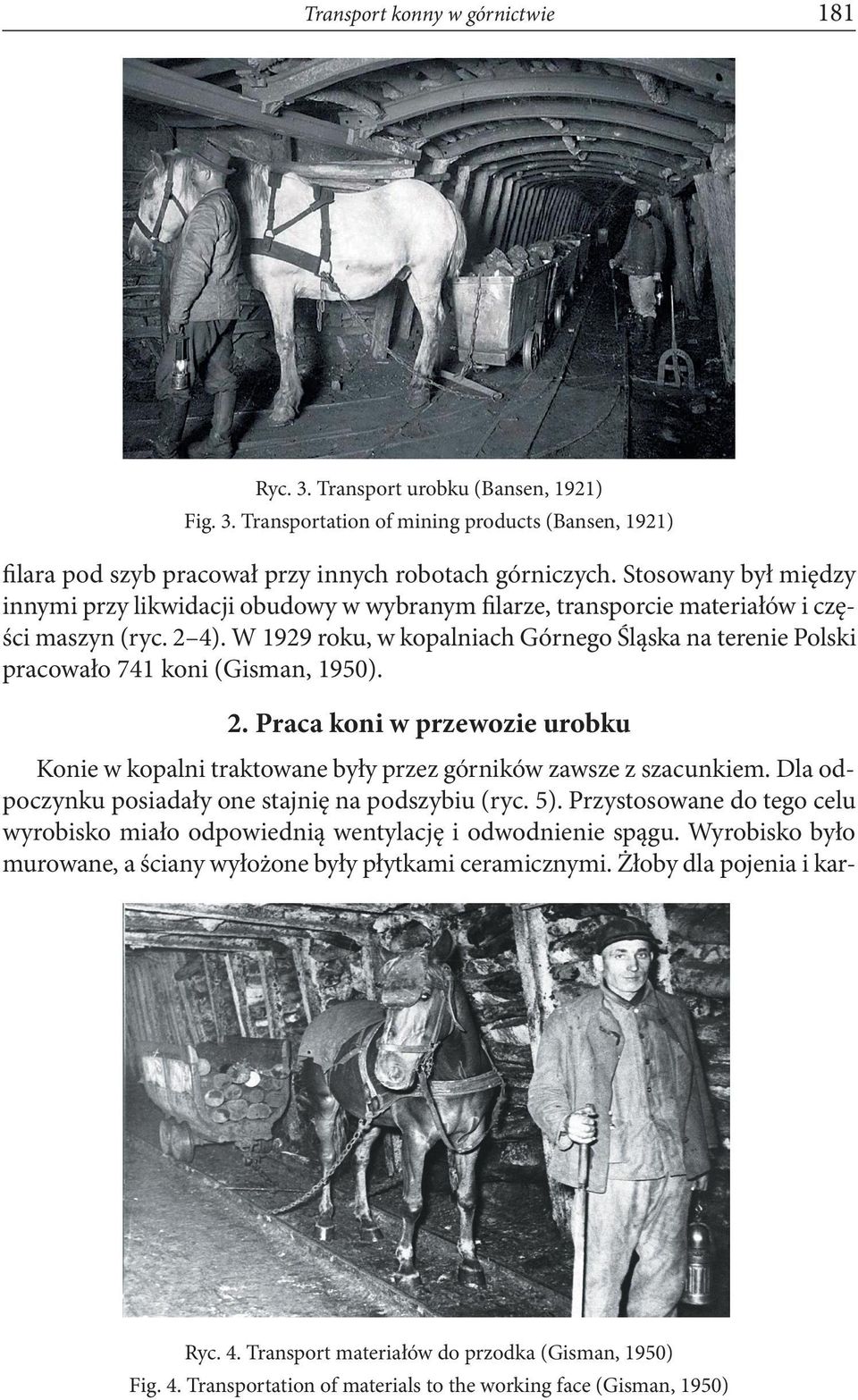 W 1929 roku, w kopalniach Górnego Śląska na terenie Polski pracowało 741 koni (Gisman, 1950). 2. Praca koni w przewozie urobku Konie w kopalni traktowane były przez górników zawsze z szacunkiem.
