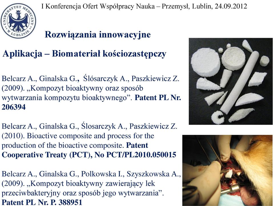 (2010). Bioactive composite and process for the production of the bioactive composite. Patent Cooperative Treaty (PCT), No PCT/PL2010.