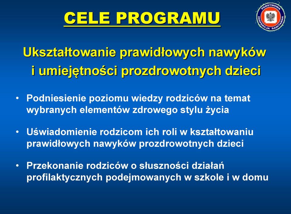 Uświadomienie rodzicom ich roli w kształtowaniu prawidłowych nawyków prozdrowotnych