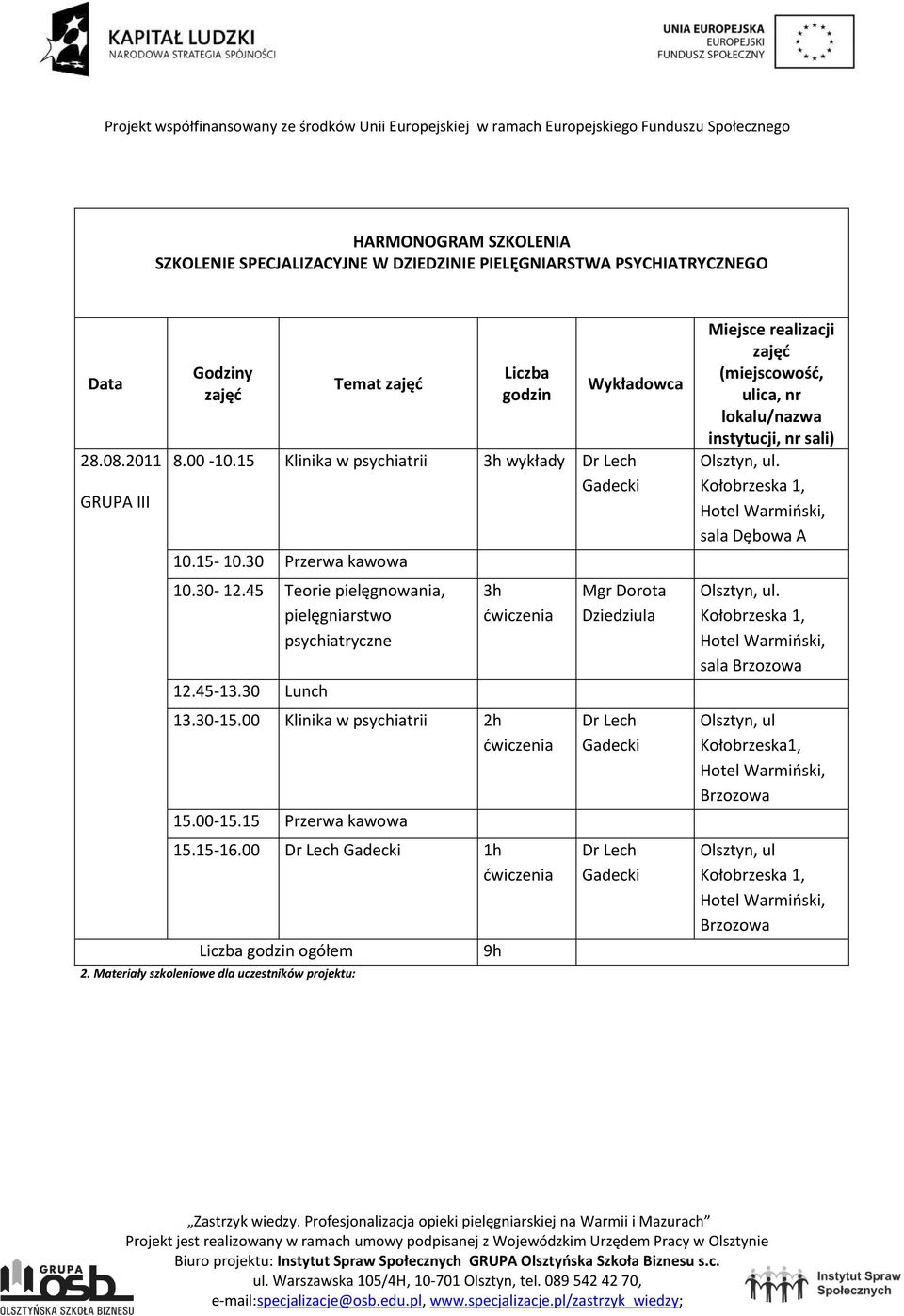 00-15.15 Przerwa kawowa 15.15-16.00 1h ogółem 2.