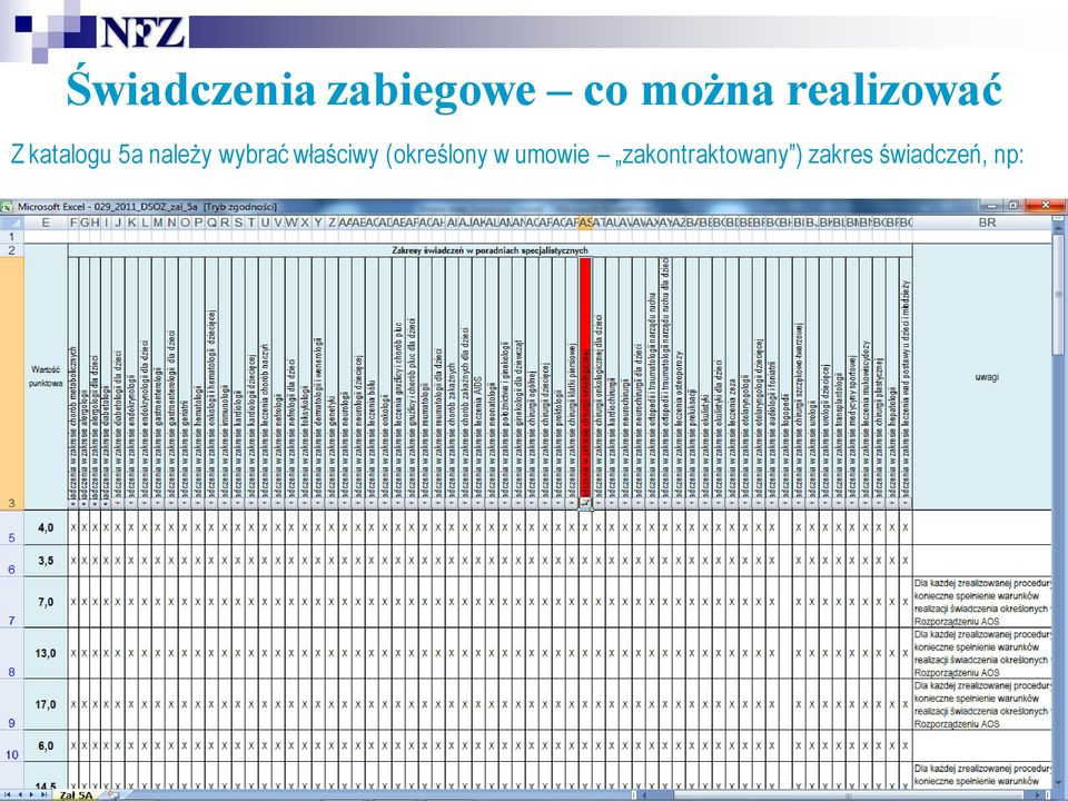 wybrać właściwy (określony w