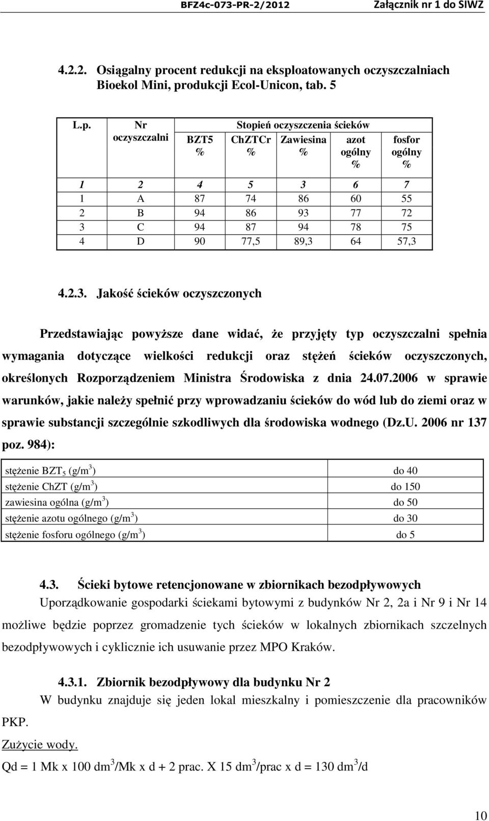 oatowanych oczyszczalniach Bioekol Mini, pr