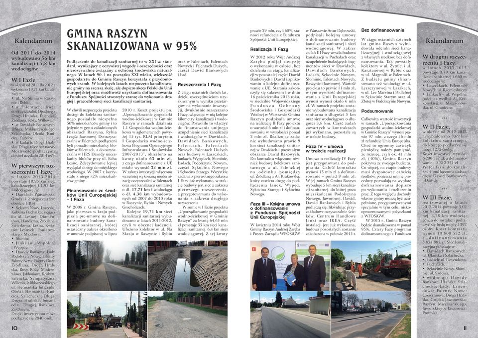 Kmicica, Zagłoby w Ładach: Droga Hrabska, Długa, ulice bez nazwy Możliwość podłączenia do sieci uzyskało 2014 osób W pierwszym rozszerzeniu I Fazy, w latach 2013-2014 powstaje 10,95 km sieci