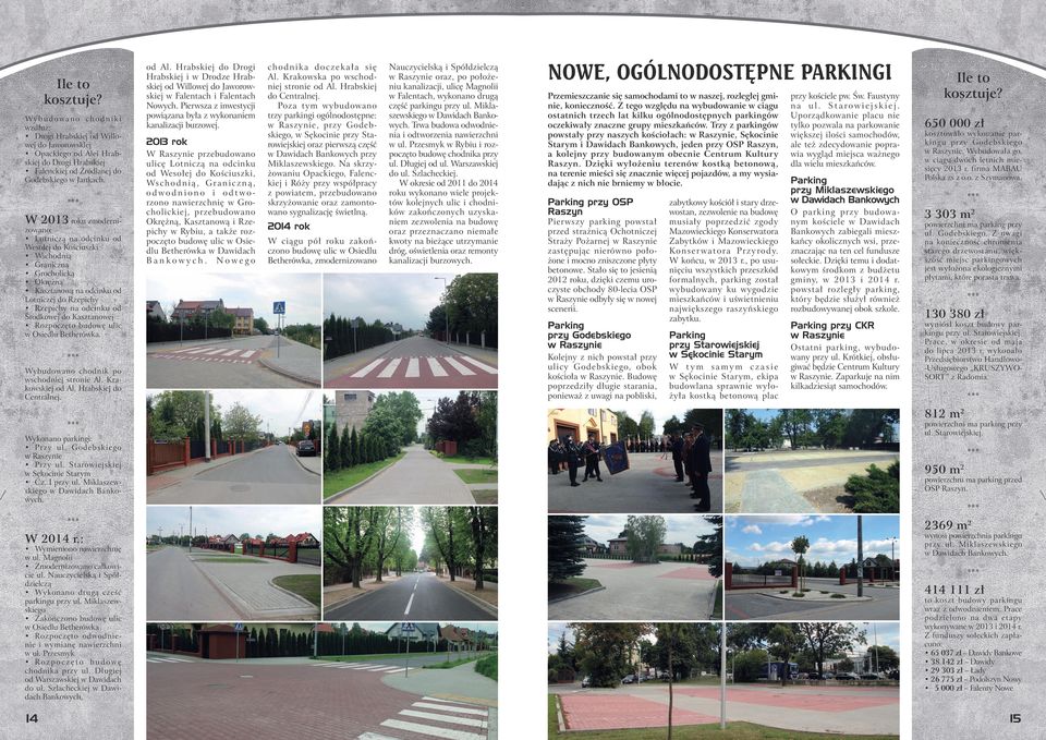 Kasztanowej Rozpoczęto budowę ulic w Osiedlu Betherówka. Wybudowano chodnik po wschodniej stronie Al. Krakowskiej od Al. Hrabskiej do Centralnej. Wykonano parkingi: Przy ul.