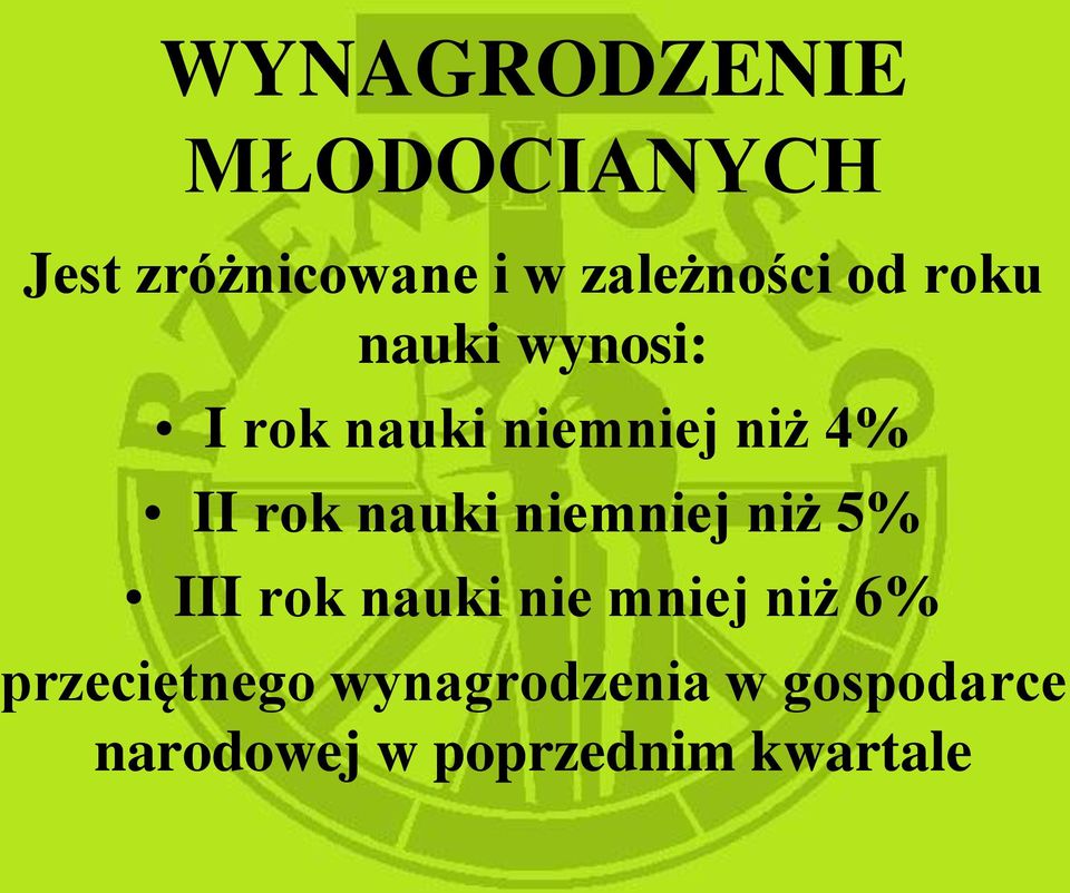 nauki niemniej niż 5% III rok nauki nie mniej niż 6%