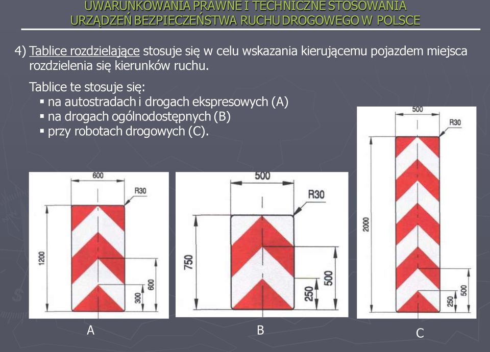 Tablice te stosuje się: na autostradach i drogach ekspresowych