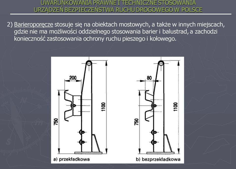 oddzielnego stosowania barier i balustrad, a zachodzi