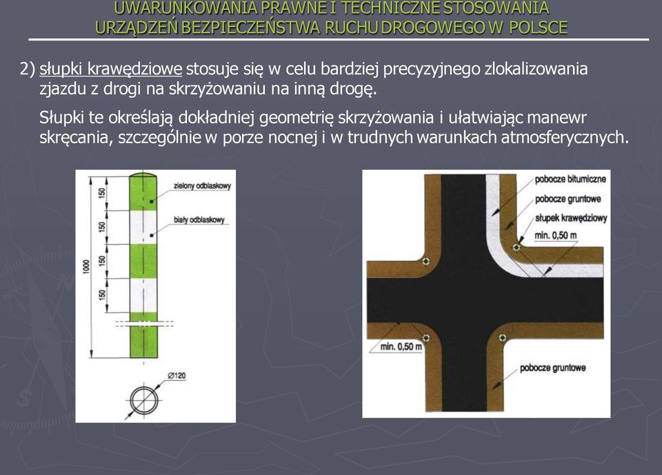 Słupki te określają dokładniej geometrię skrzyżowania i ułatwiając