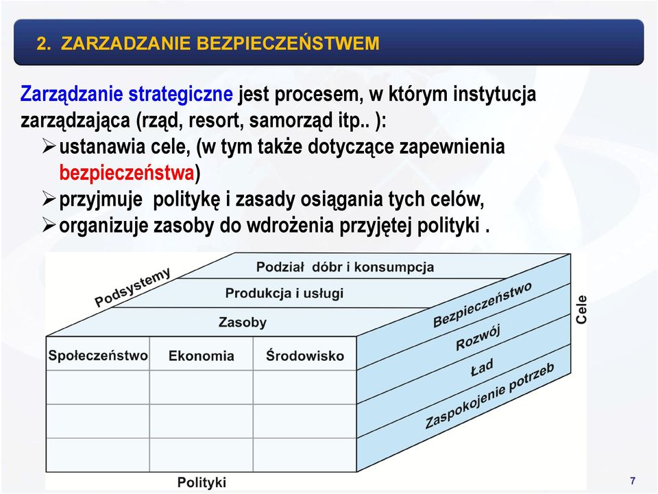 . ): ustanawia cele, (w tym także dotyczące zapewnienia bezpieczeństwa)