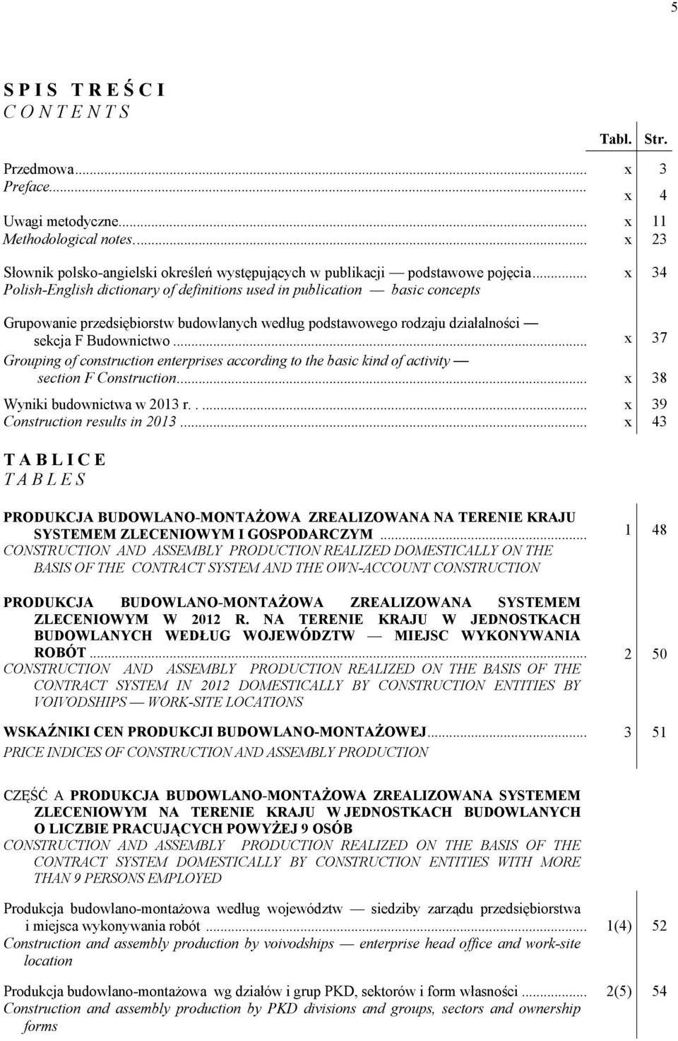.. x 34 Polish-English dictionary of definitions used in publication basic concepts Grupowanie przedsiębiorstw budowlanych według podstawowego rodzaju działalności sekcja F Budownictwo.