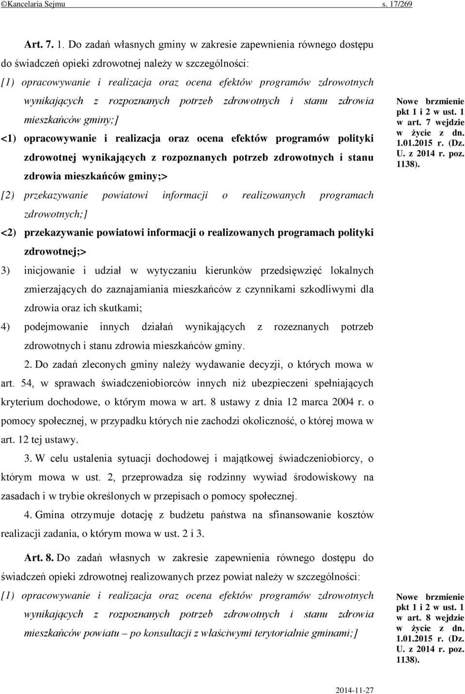 Do zadań własnych gminy w zakresie zapewnienia równego dostępu do świadczeń opieki zdrowotnej należy w szczególności: [1) opracowywanie i realizacja oraz ocena efektów programów zdrowotnych