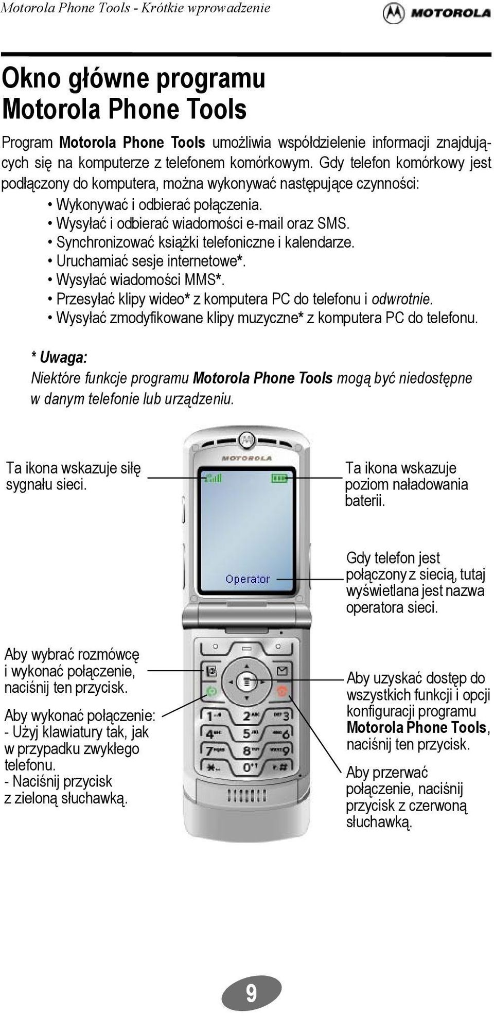 Synchronizować książki telefoniczne i kalendarze. Uruchamiać sesje internetowe*. Wysyłać wiadomości MMS*. Przesyłać klipy wideo* z komputera PC do telefonu i odwrotnie.