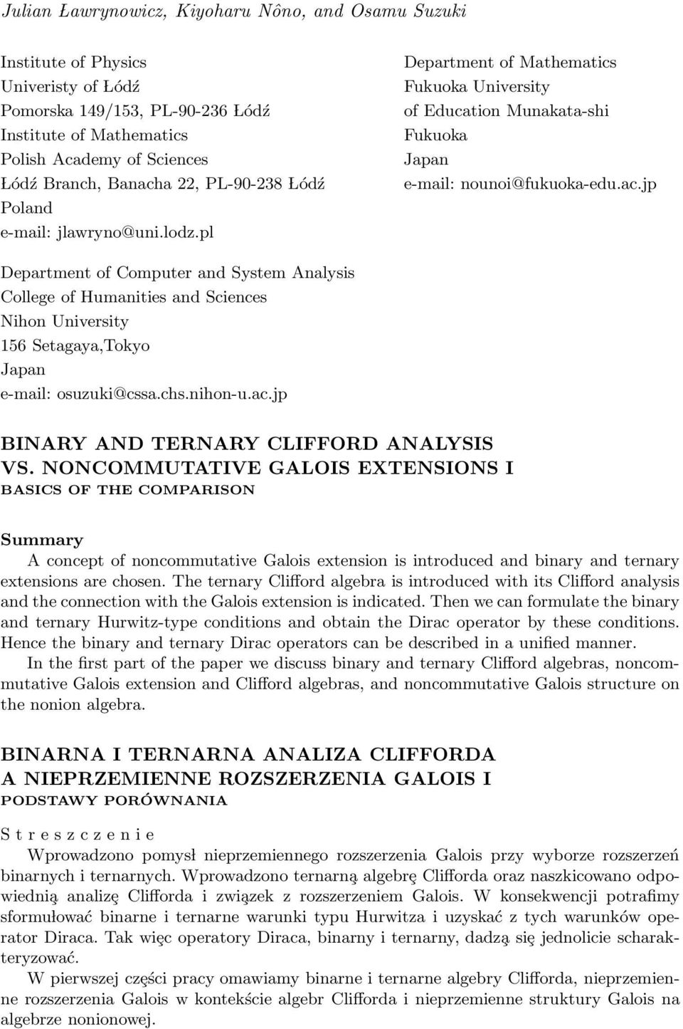 jp Department of Computer and System Analysis College of Humanities and Sciences Nihon University 156 Setagaya,Tokyo Japan e-mail: osuzuki@cssa.chs.nihon-u.ac.