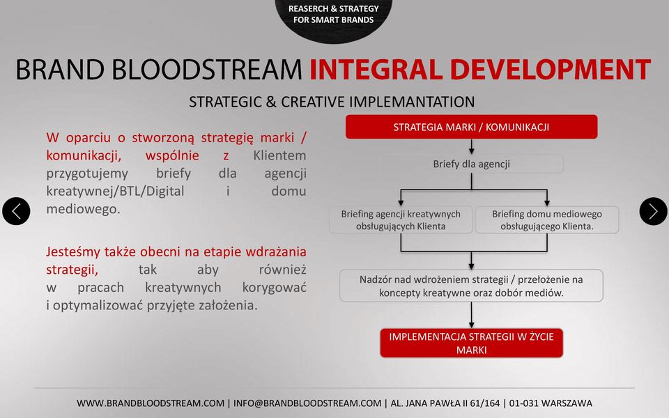 Jesteśmy także obecni na etapie wdrażania strategii, tak aby również w pracach kreatywnych korygować i optymalizować przyjęte założenia.