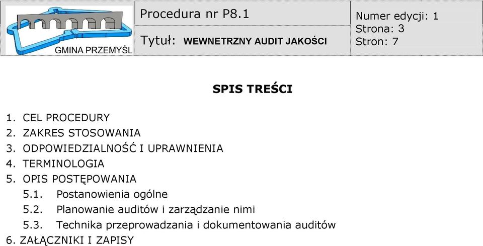 CEL ROCEDURY 2. ZAKRES STOSOANIA 3. ODOIEDZIALNOŚĆ I URANIENIA 4. TERMINOLOGIA 5.