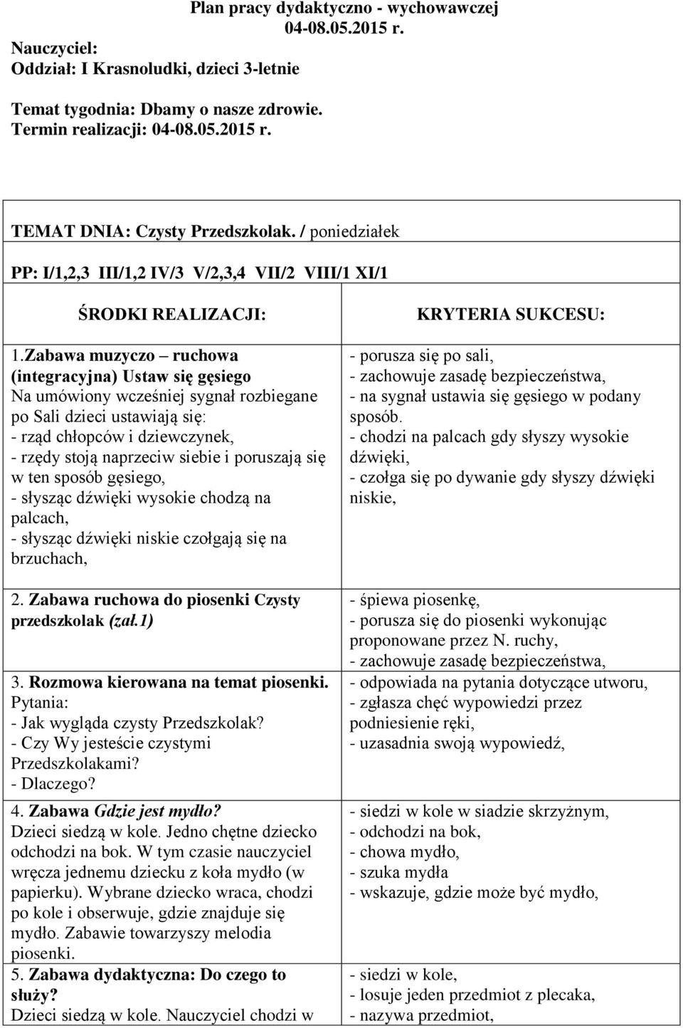 Zabawa muzyczo ruchowa (integracyjna) Ustaw się gęsiego Na umówiony wcześniej sygnał rozbiegane po Sali dzieci ustawiają się: - rząd chłopców i dziewczynek, - rzędy stoją naprzeciw siebie i poruszają