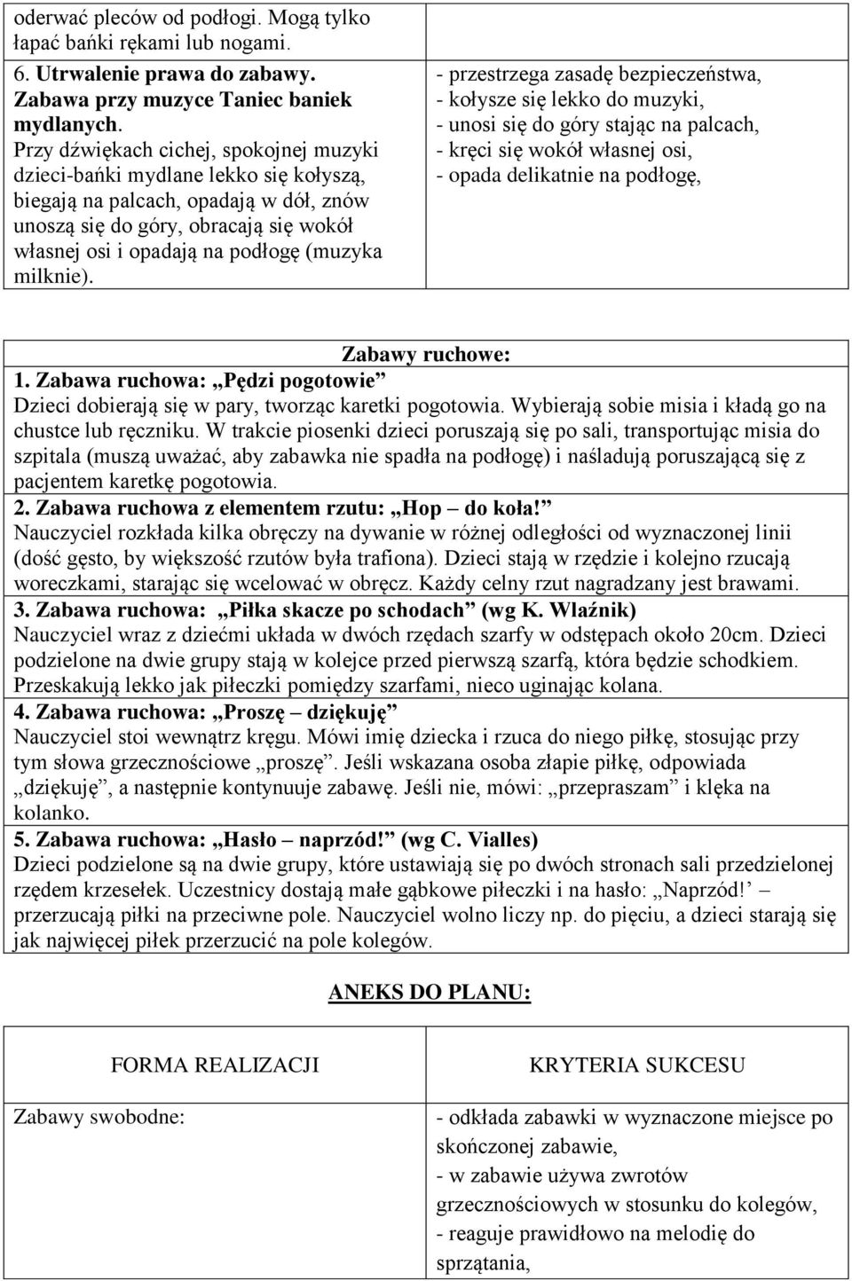 milknie). - przestrzega zasadę bezpieczeństwa, - kołysze się lekko do muzyki, - unosi się do góry stając na palcach, - kręci się wokół własnej osi, - opada delikatnie na podłogę, Zabawy ruchowe: 1.