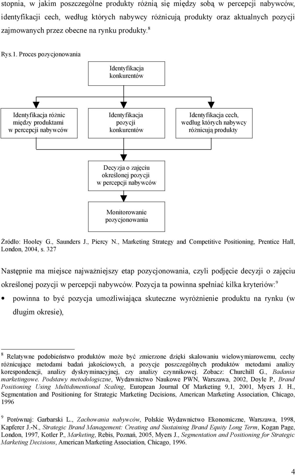 Proces pozycjonowania Identyfikacja konkurentów Identyfikacja różnic między produktami w percepcji nabywców Identyfikacja pozycji konkurentów Identyfikacja cech, według których nabywcy różnicują