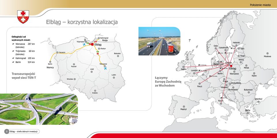 (lotnisko) Kaliningrad 105 km Berlin 524 km Transeuropejski węzeł